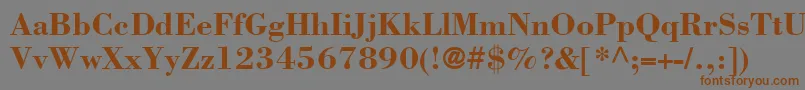 BodoniSsiBold-Schriftart – Braune Schriften auf grauem Hintergrund