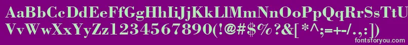 BodoniSsiBold-Schriftart – Grüne Schriften auf violettem Hintergrund