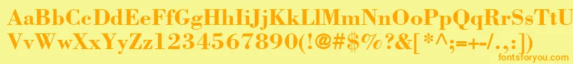 フォントBodoniSsiBold – オレンジの文字が黄色の背景にあります。
