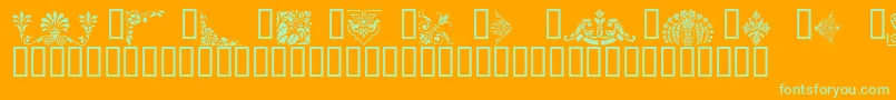 VictorianDesignsThree Font – Green Fonts on Orange Background