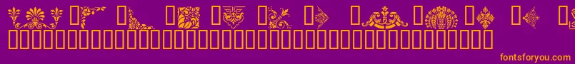 VictorianDesignsThree Font – Orange Fonts on Purple Background