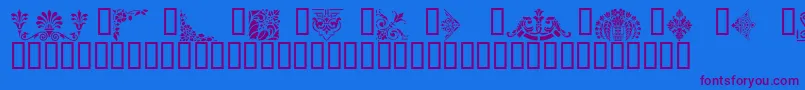 VictorianDesignsThree-Schriftart – Violette Schriften auf blauem Hintergrund