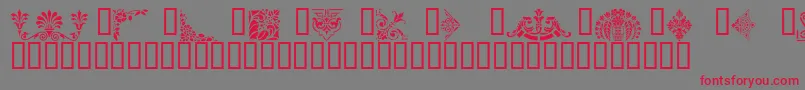 VictorianDesignsThree Font – Red Fonts on Gray Background