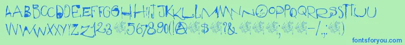 DkQilin-Schriftart – Blaue Schriften auf grünem Hintergrund
