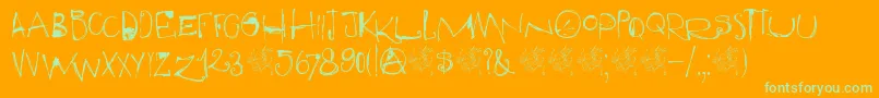 DkQilin Font – Green Fonts on Orange Background