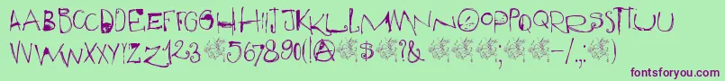 DkQilin Font – Purple Fonts on Green Background