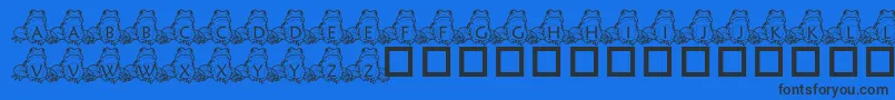 フォントPfFrogSitting – 黒い文字の青い背景