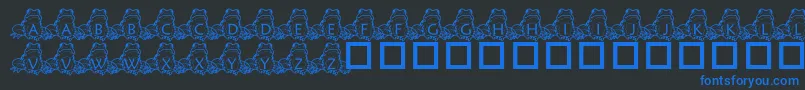 PfFrogSitting-Schriftart – Blaue Schriften auf schwarzem Hintergrund