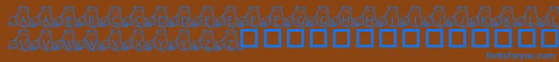 フォントPfFrogSitting – 茶色の背景に青い文字