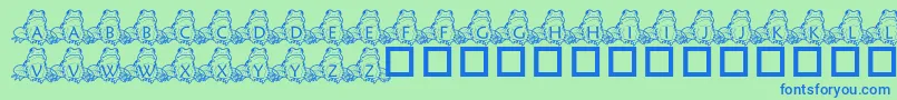 PfFrogSitting-fontti – siniset fontit vihreällä taustalla