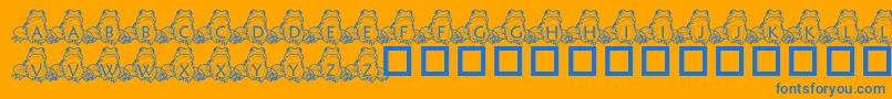 Czcionka PfFrogSitting – niebieskie czcionki na pomarańczowym tle