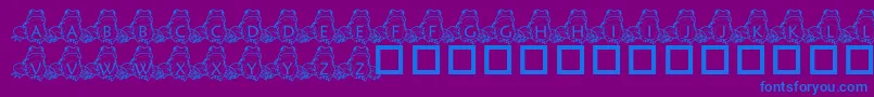 Fonte PfFrogSitting – fontes azuis em um fundo violeta