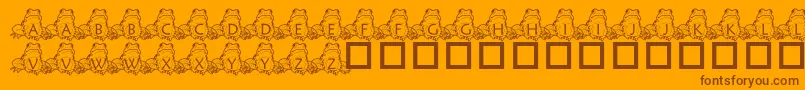 PfFrogSitting-Schriftart – Braune Schriften auf orangefarbenem Hintergrund