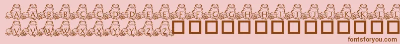 フォントPfFrogSitting – ピンクの背景に茶色のフォント