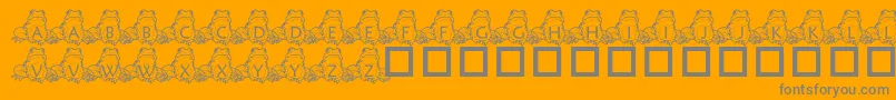 PfFrogSitting-fontti – harmaat kirjasimet oranssilla taustalla