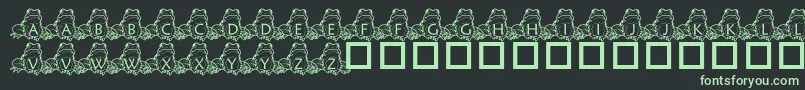 フォントPfFrogSitting – 黒い背景に緑の文字