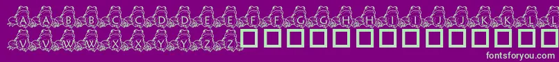 Fonte PfFrogSitting – fontes verdes em um fundo violeta