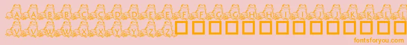 フォントPfFrogSitting – オレンジの文字がピンクの背景にあります。
