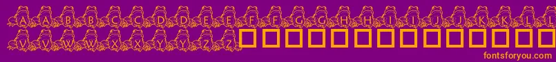 Fonte PfFrogSitting – fontes laranjas em um fundo violeta