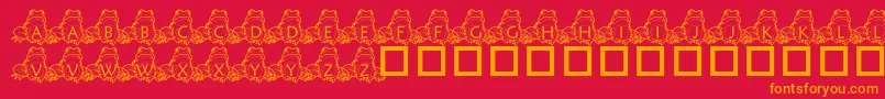 PfFrogSitting-fontti – oranssit fontit punaisella taustalla