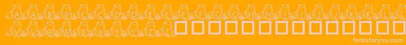PfFrogSitting-Schriftart – Rosa Schriften auf orangefarbenem Hintergrund