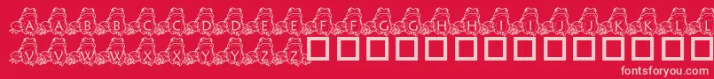 Fonte PfFrogSitting – fontes rosa em um fundo vermelho