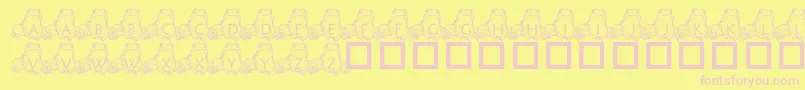 フォントPfFrogSitting – ピンクのフォント、黄色の背景