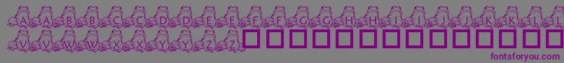 フォントPfFrogSitting – 紫色のフォント、灰色の背景