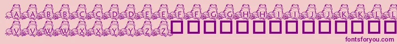 Fonte PfFrogSitting – fontes roxas em um fundo rosa