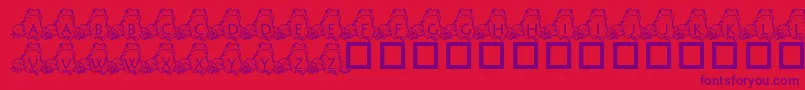 PfFrogSitting-fontti – violetit fontit punaisella taustalla