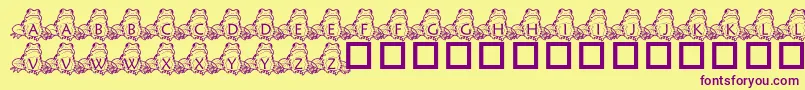 フォントPfFrogSitting – 紫色のフォント、黄色の背景
