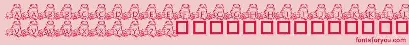 Czcionka PfFrogSitting – czerwone czcionki na różowym tle