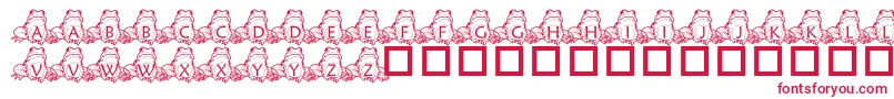 PfFrogSitting-Schriftart – Rote Schriften auf weißem Hintergrund