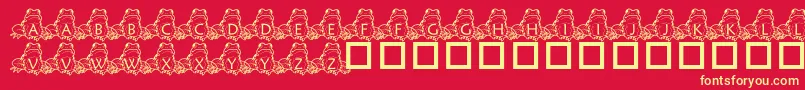 PfFrogSitting-fontti – keltaiset fontit punaisella taustalla