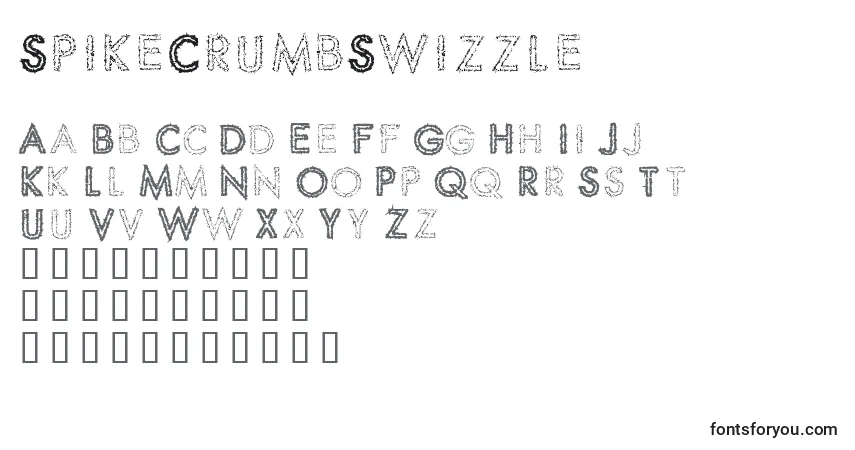 A fonte SpikeCrumbSwizzle – alfabeto, números, caracteres especiais