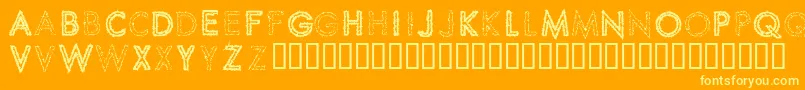 SpikeCrumbSwizzle-Schriftart – Gelbe Schriften auf orangefarbenem Hintergrund