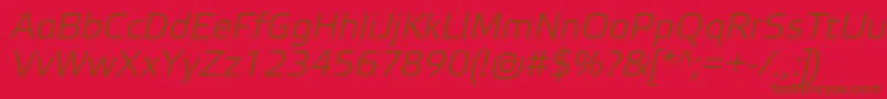 フォントElektraLightProItalic – 赤い背景に茶色の文字