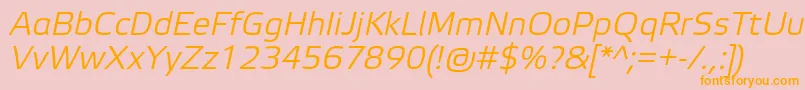 ElektraLightProItalic-Schriftart – Orangefarbene Schriften auf rosa Hintergrund