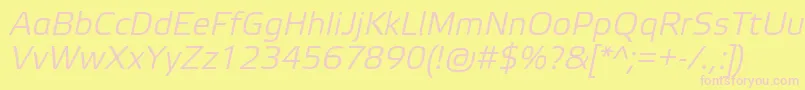 Czcionka ElektraLightProItalic – różowe czcionki na żółtym tle