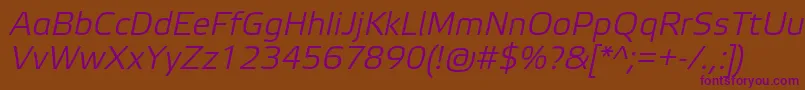 ElektraLightProItalic-Schriftart – Violette Schriften auf braunem Hintergrund