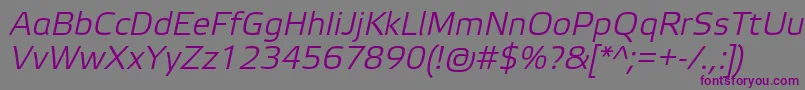 ElektraLightProItalic-fontti – violetit fontit harmaalla taustalla