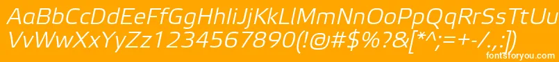 ElektraLightProItalic-Schriftart – Weiße Schriften auf orangefarbenem Hintergrund