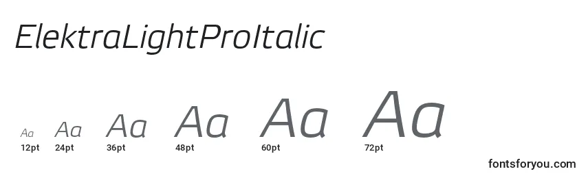 Размеры шрифта ElektraLightProItalic