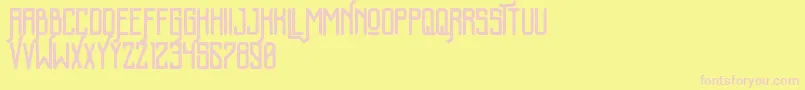 KalemunRoughFree-Schriftart – Rosa Schriften auf gelbem Hintergrund