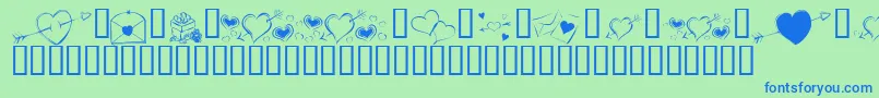 KrCuoriDivertenti7 Font – Blue Fonts on Green Background