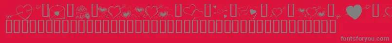 KrCuoriDivertenti7-Schriftart – Graue Schriften auf rotem Hintergrund