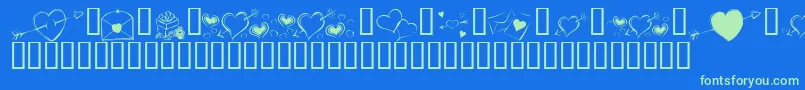 KrCuoriDivertenti7 Font – Green Fonts on Blue Background