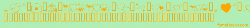 KrCuoriDivertenti7 Font – Orange Fonts on Green Background