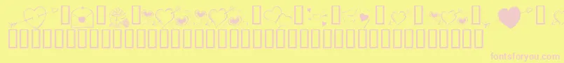 KrCuoriDivertenti7 Font – Pink Fonts on Yellow Background