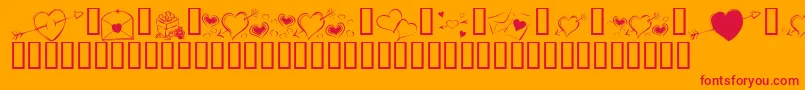 KrCuoriDivertenti7 Font – Red Fonts on Orange Background